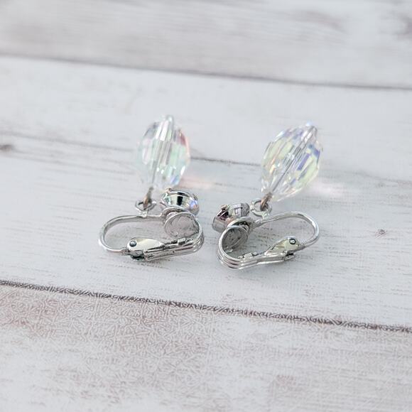 Vintage Screw Back Earrings Stunning Iridescent Dangle Earrings - Picture 5 of 6